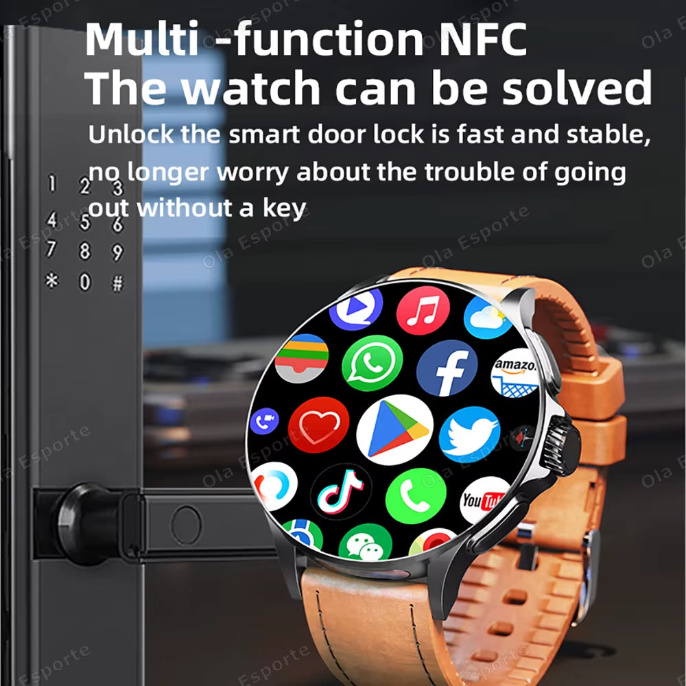 Sim Card NFC Smartwatch GPS Tracker 5G/WIFI BT Call 800W Camera 1.95Inch Payment Heart Rate Fitness Sport 1000Mah Smartwatch Men