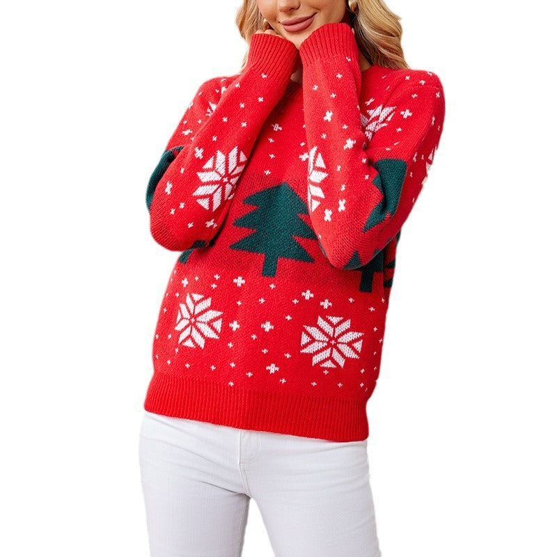 Women's Christmas Sweater With Tree Print