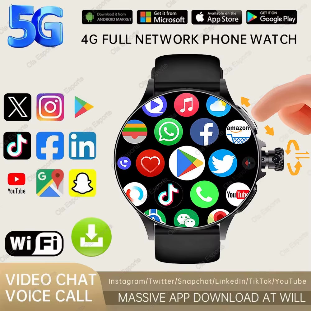 Sim Card NFC Smartwatch GPS Tracker 5G/WIFI BT Call 800W Camera 1.95Inch Payment Heart Rate Fitness Sport 1000Mah Smartwatch Men