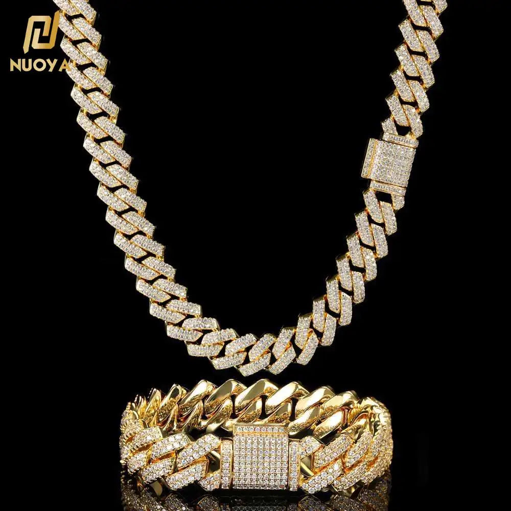 NUOYA Gold and Silver Necklace and Bracelet Set With Cubic Zirconia in Two Rows