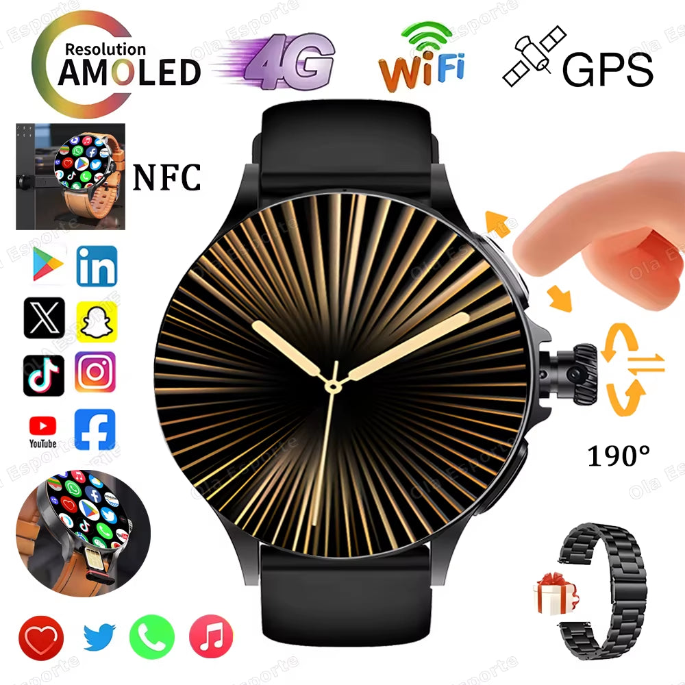 Sim Card NFC Smartwatch GPS Tracker 5G/WIFI BT Call 800W Camera 1.95Inch Payment Heart Rate Fitness Sport 1000Mah Smartwatch Men