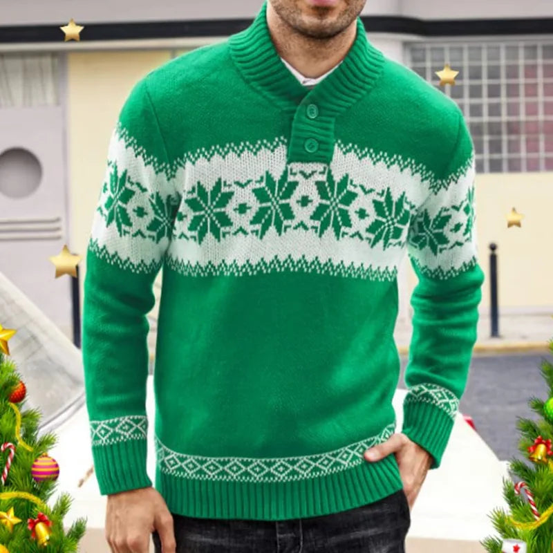 Men'S New Pullover Sweater Autumn and Winter Long Sleeved Christmas Casual Fashion Jacquard Knitted Sweater Clothing for Men
