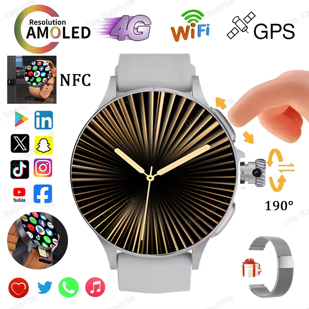 Sim Card NFC Smartwatch GPS Tracker 5G/WIFI BT Call 800W Camera 1.95Inch Payment Heart Rate Fitness Sport 1000Mah Smartwatch Men