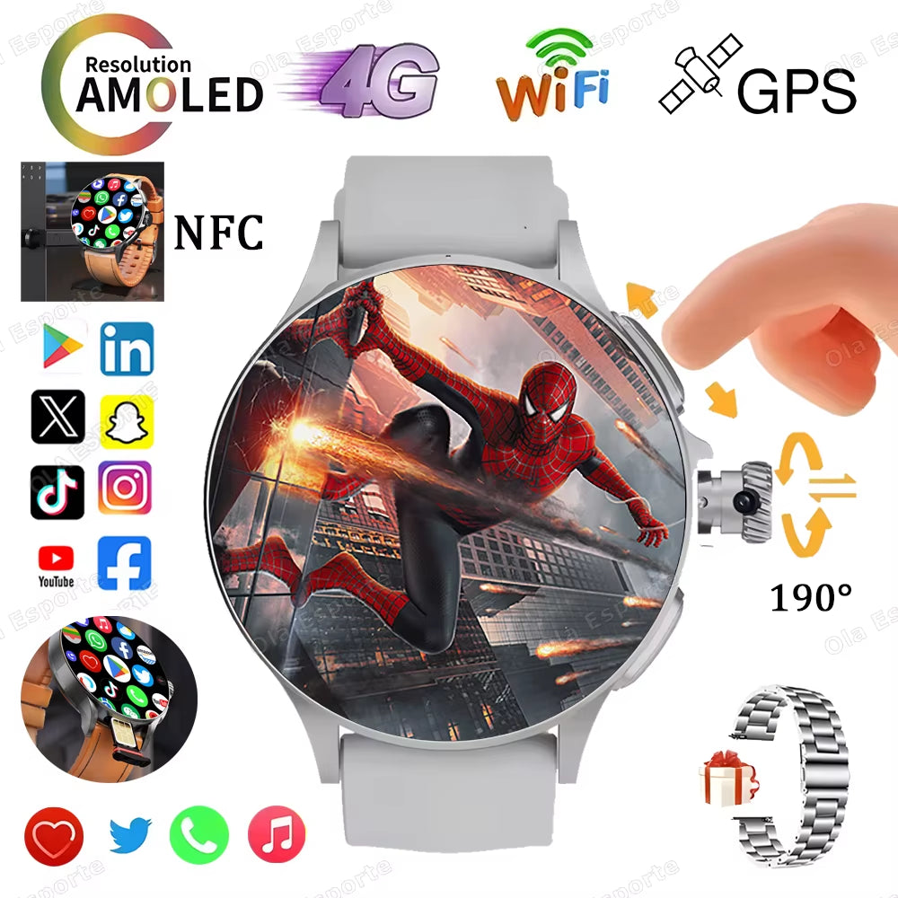 Sim Card NFC Smartwatch GPS Tracker 5G/WIFI BT Call 800W Camera 1.95Inch Payment Heart Rate Fitness Sport 1000Mah Smartwatch Men